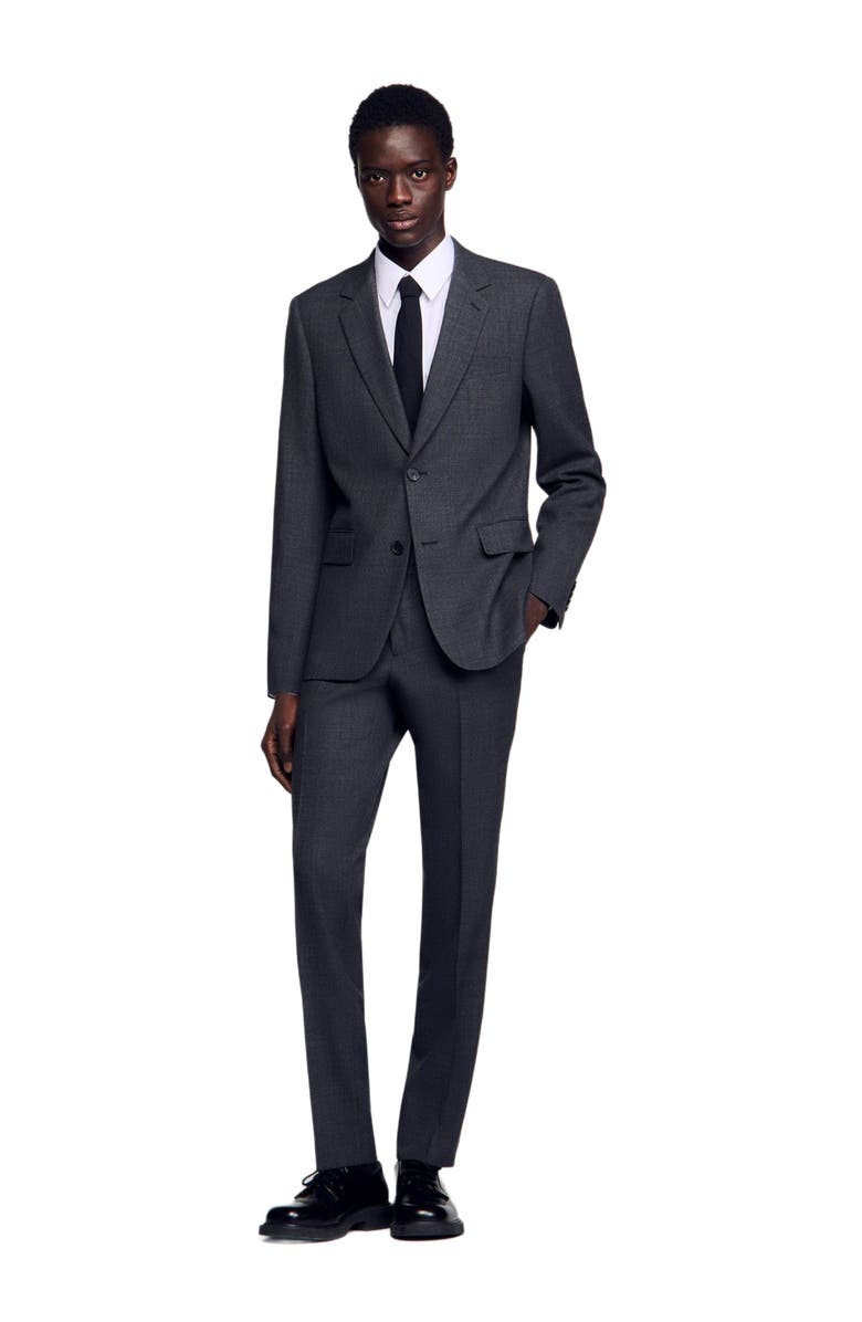 SANDRO Wool suit jacket, Alternate, color, Mocked Grey