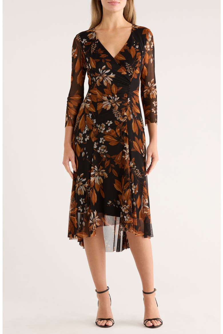 Mesh Wrap Style Dress, Main, color, SPICE