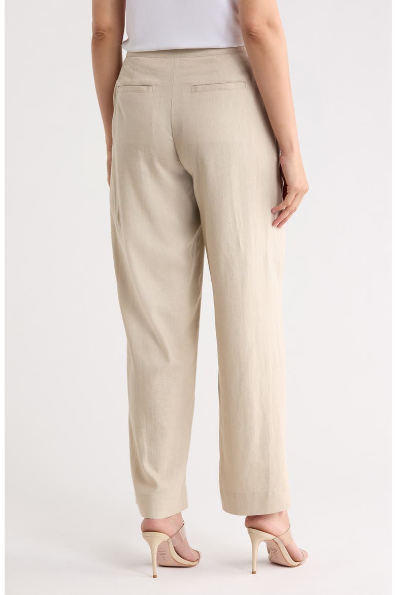 Pleated Linen Drawstring Wide Leg Pants, Alternate, color, PEBBLE
