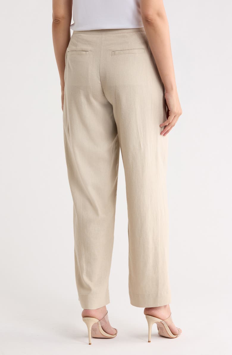 DKNY Pleated Linen Drawstring Wide Leg Pants, Alternate, color, Pebble