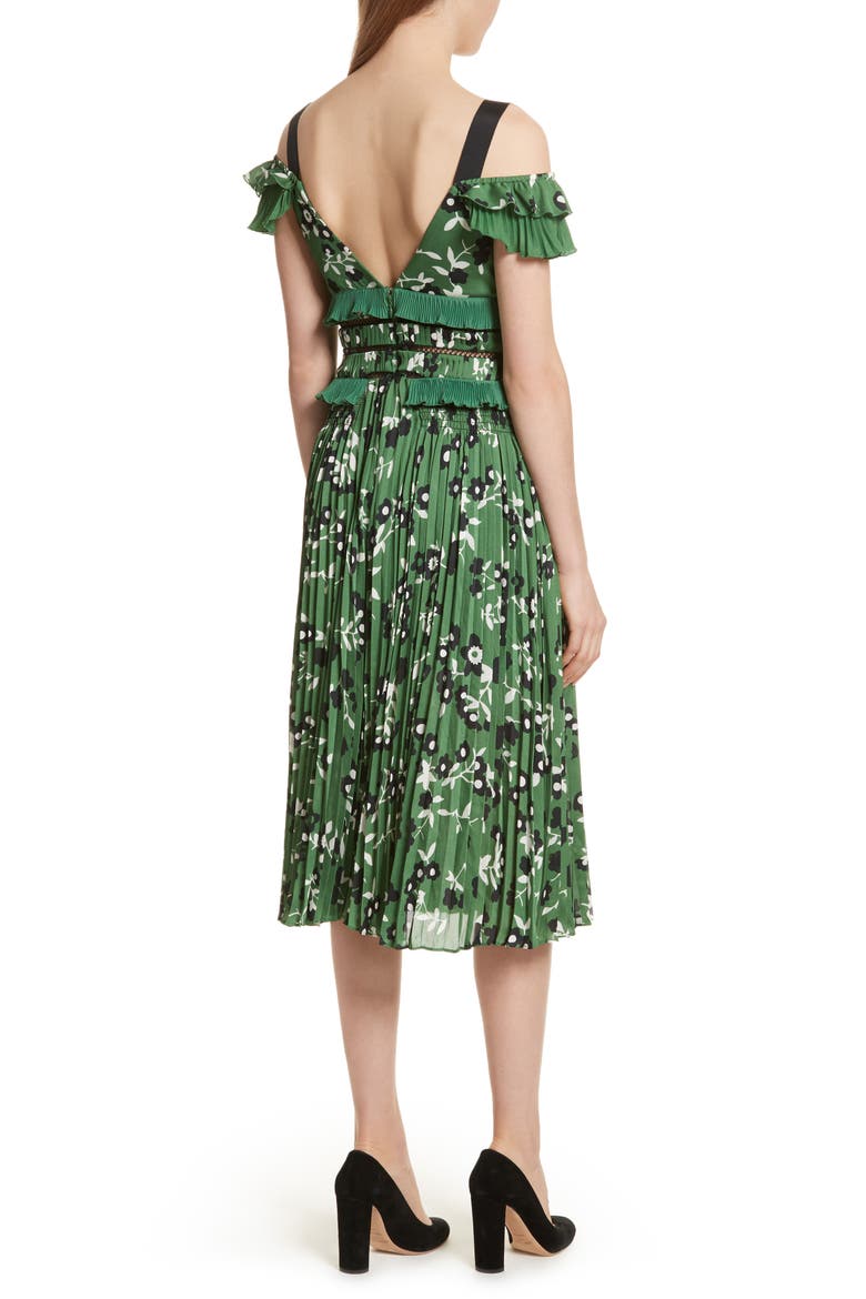 Floral Print Cold Shoulder Dress, Alternate, color, GREEN