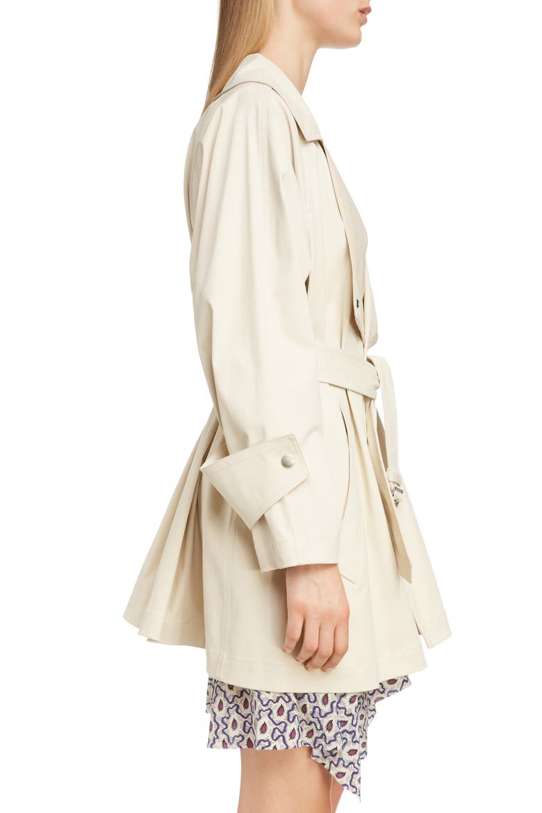 Coated Stretch Cotton Trench Coat, Alternate, color, ECRU
