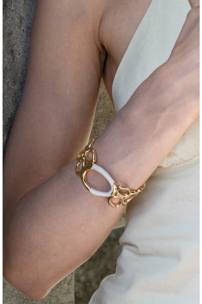 Time Ripples Round Bangle, Alternate, color, White & Gold