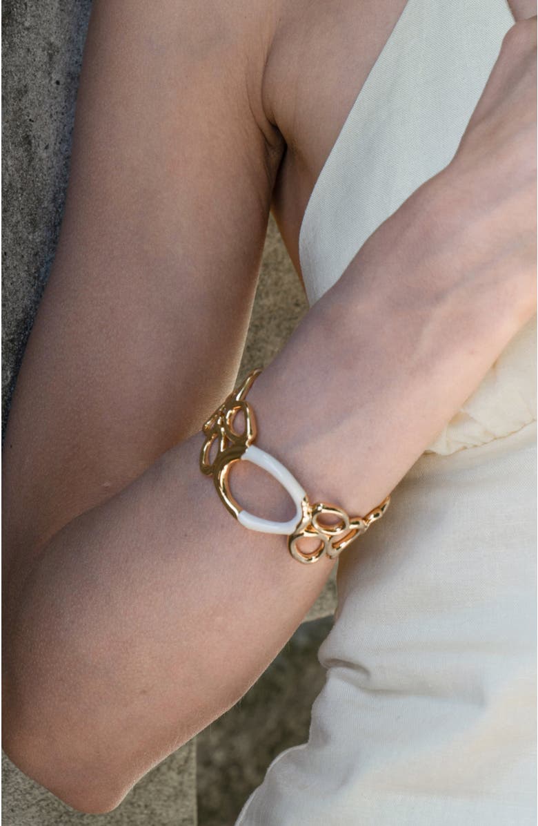 RC RETRO CHIC Time Ripples Round Bangle, Alternate, color, White & Gold