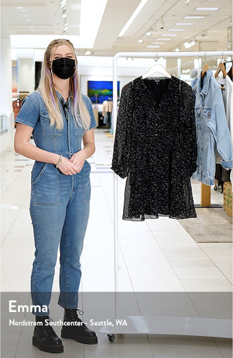 Dotted Vines Ruffle Neck Button Front Minidress, sales video thumbnail