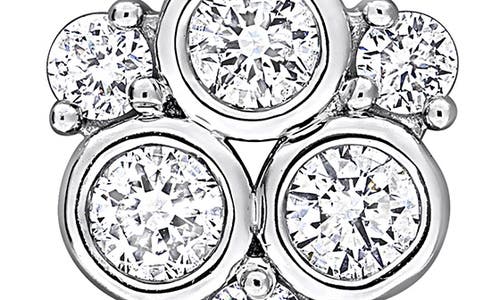 Created Forever Sterling Silver Lab Grown Diamond Cluster Pendant Necklace In White