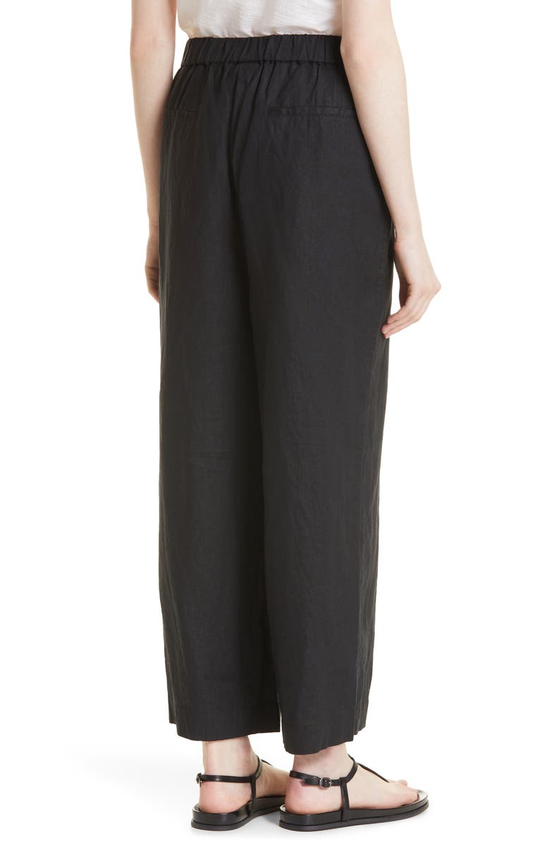 Masai Copenhagen Parini Linen Pull-On Pants, Alternate, color, Black Solid