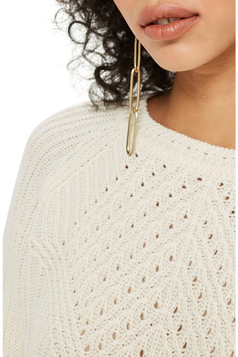 Rib & Pointelle Stitch Sweater, Alternate, color, IVORY