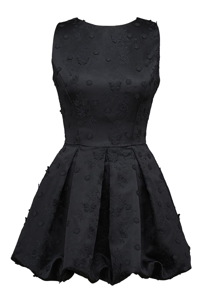 Melika Open Back Bubble Hem Minidress, Alternate, color, BLACK