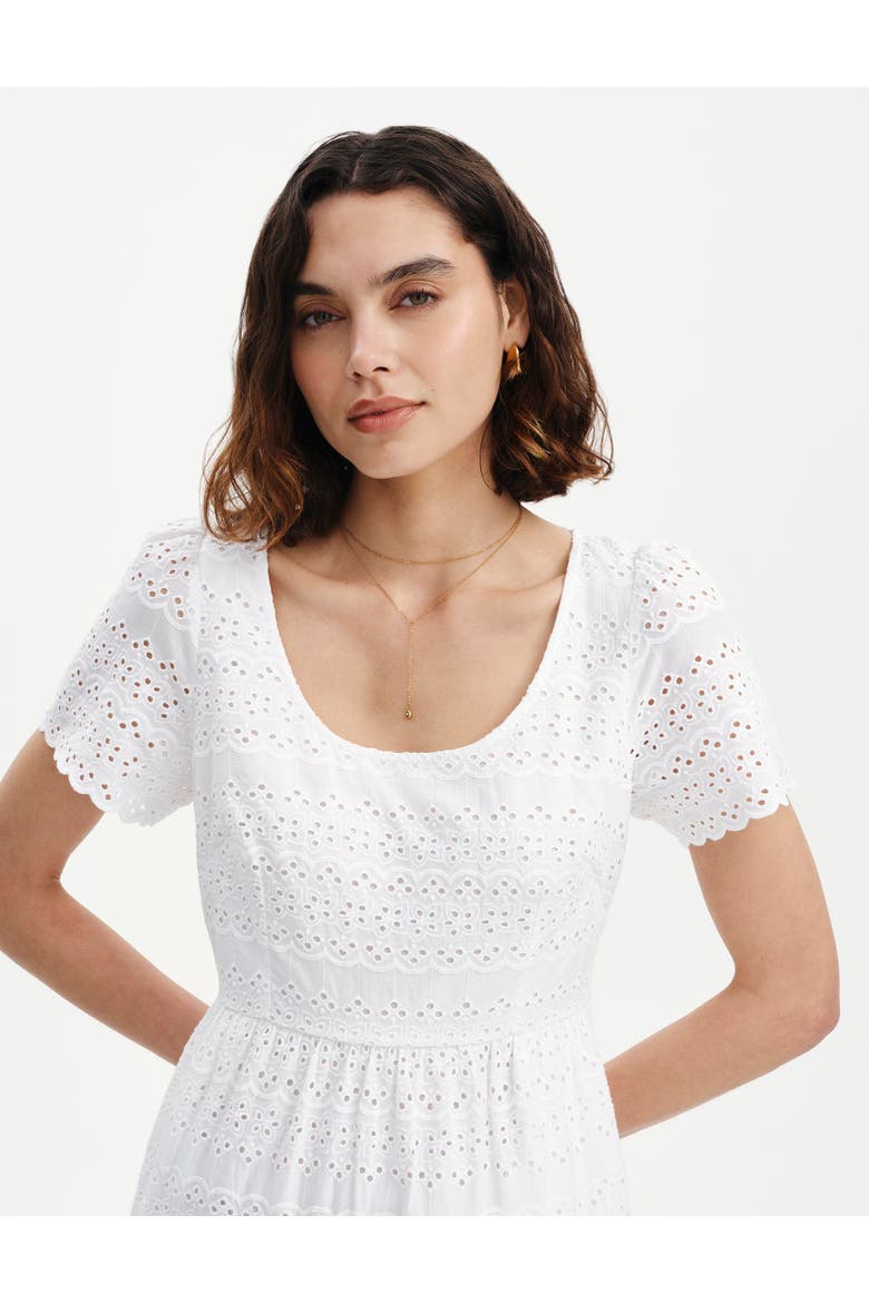 Petite Jemma Cotton Tiered Midi Dress, Alternate, color, White