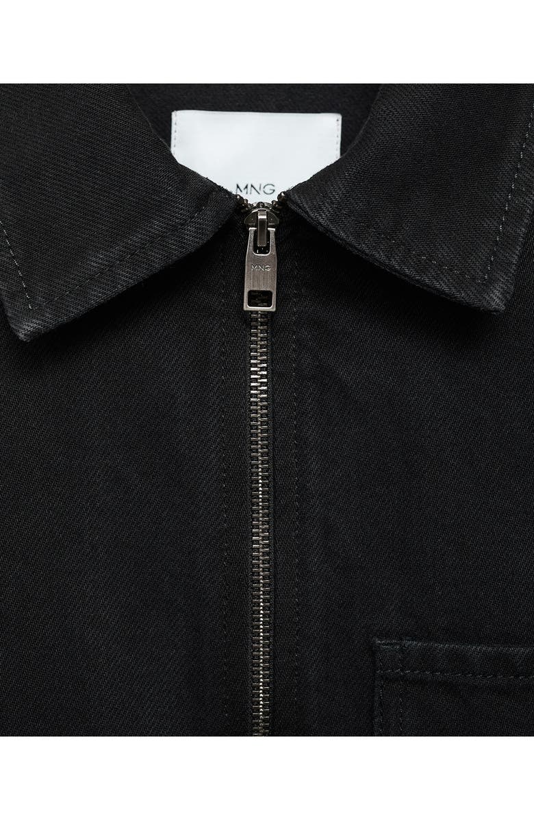 MANGO Slim Fit Denim Workwear Zip Jacket, Alternate, color, Black Denim