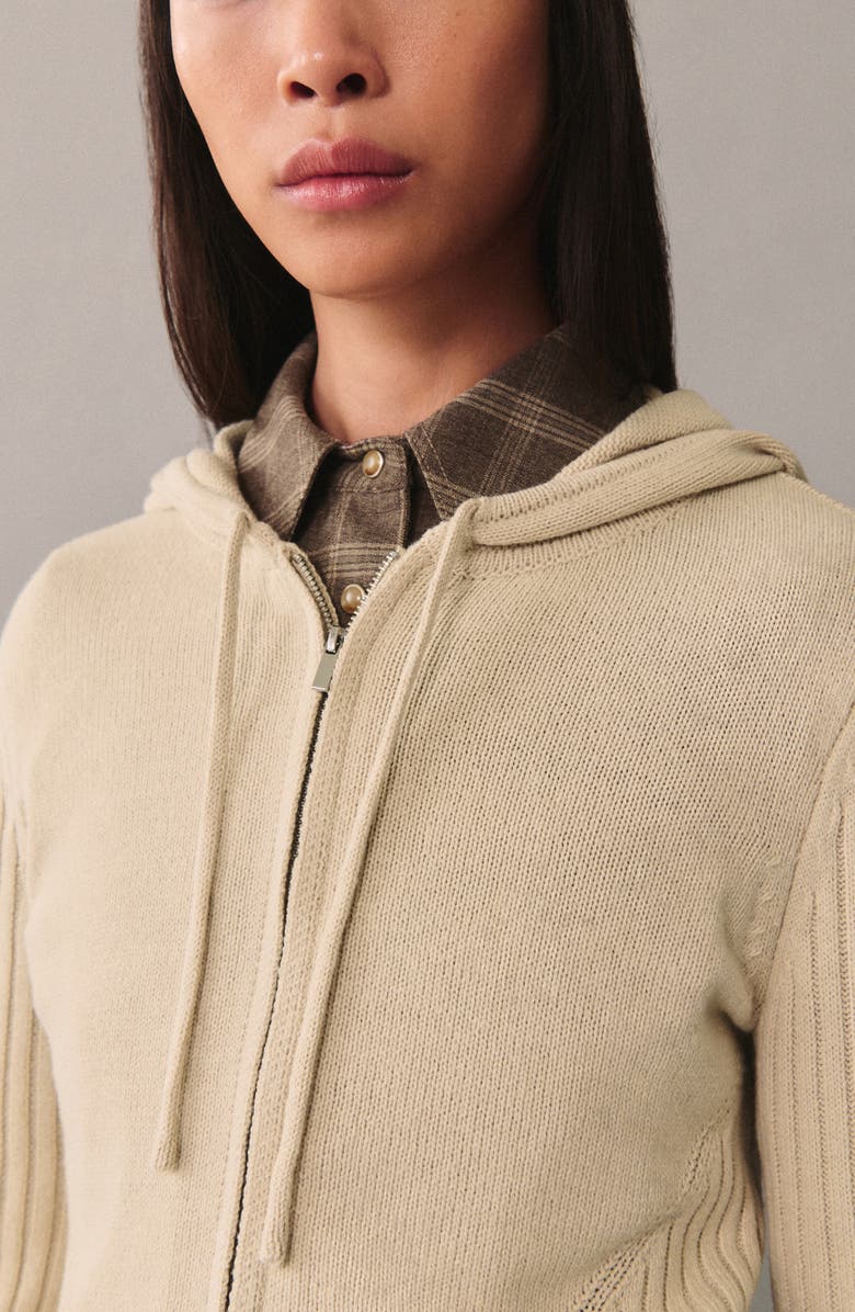 MANGO Rib Zip Sweater Hoodie, Alternate, color, 