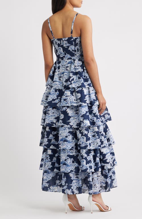 Eliza J Mixed Print Tiered Cotton Maxi Dress In Multi