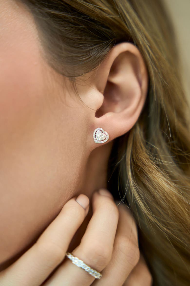Nora Heart Diamond Earrings in 14K Gold, Alternate, color, 14K Yellow Gold