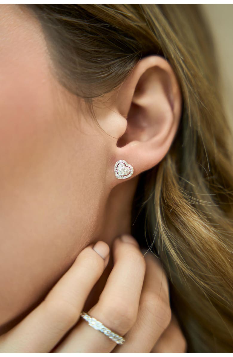 LuvMyJewelry Nora Heart Diamond Earrings in 14K Gold, Alternate, color, 14K Yellow Gold