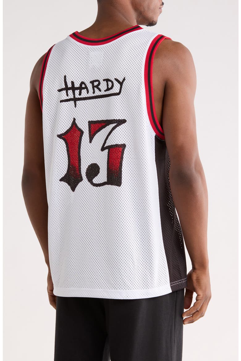 Rhinestone Devil Head Mesh Jersey, Alternate, color, WHITE
