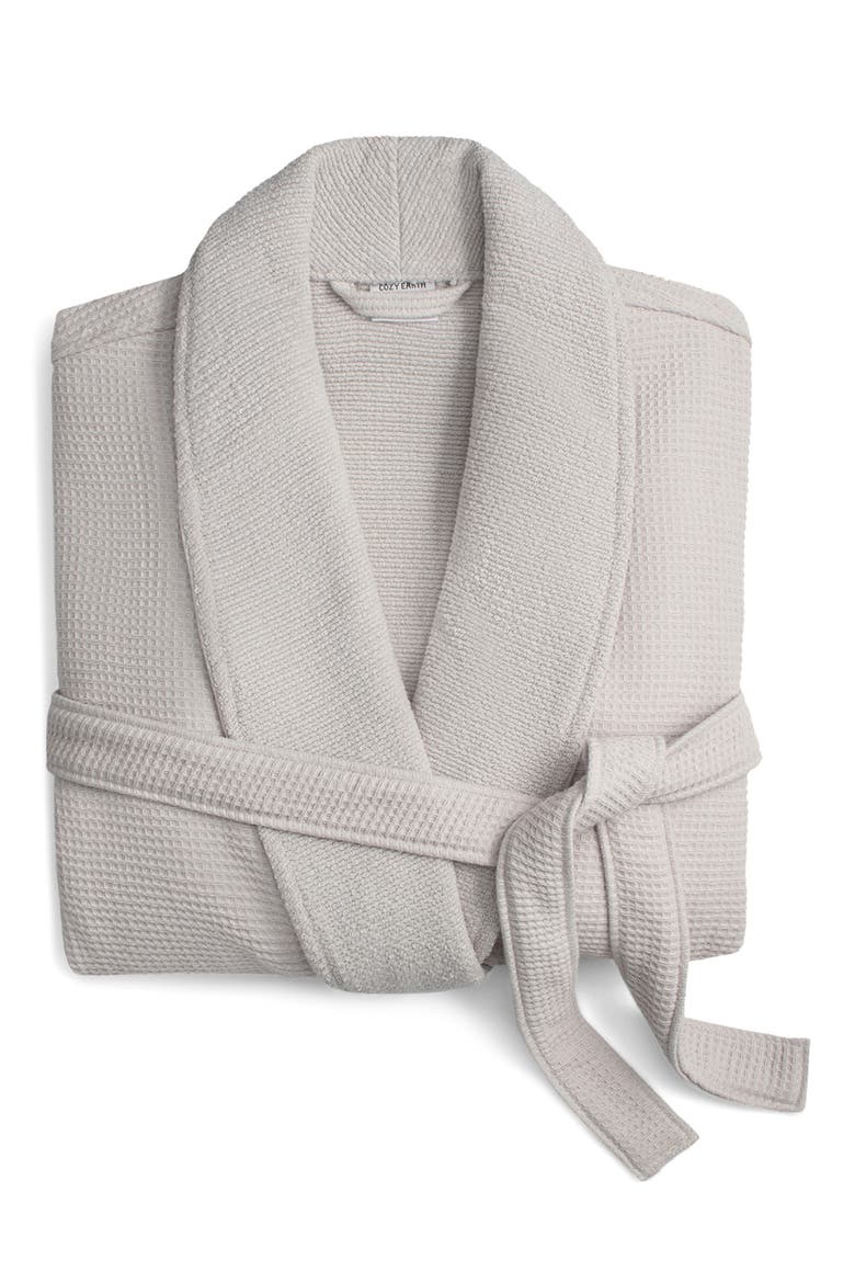 Waffle Terry Bath Robe, Alternate, color, LIGHT GREY