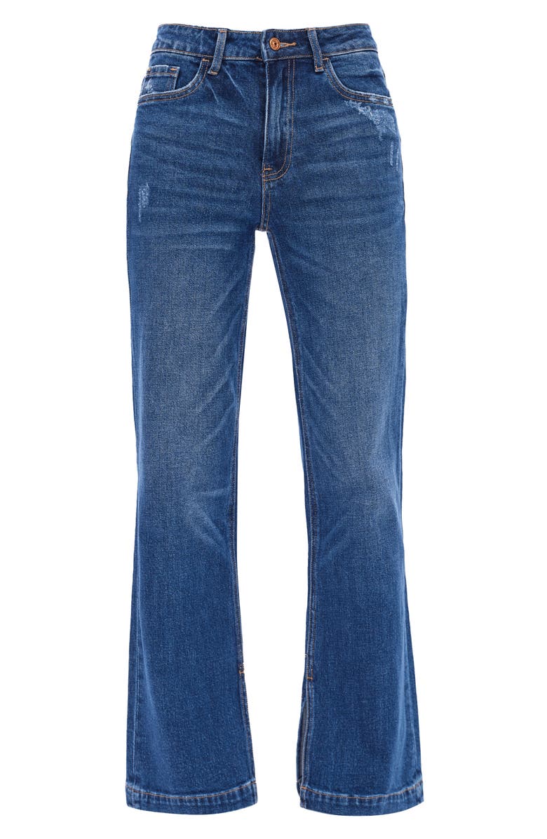 Bayeas Slit Hem High Waist Straight Leg Jeans, Alternate, color, 