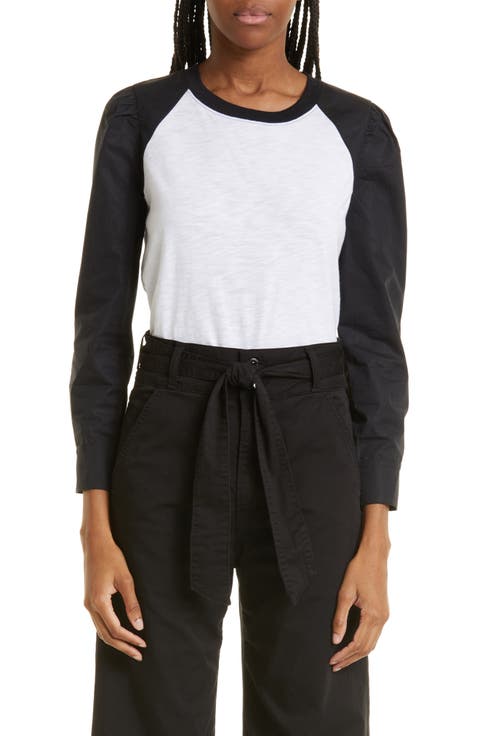 Mosley Mixed Media Cotton Top