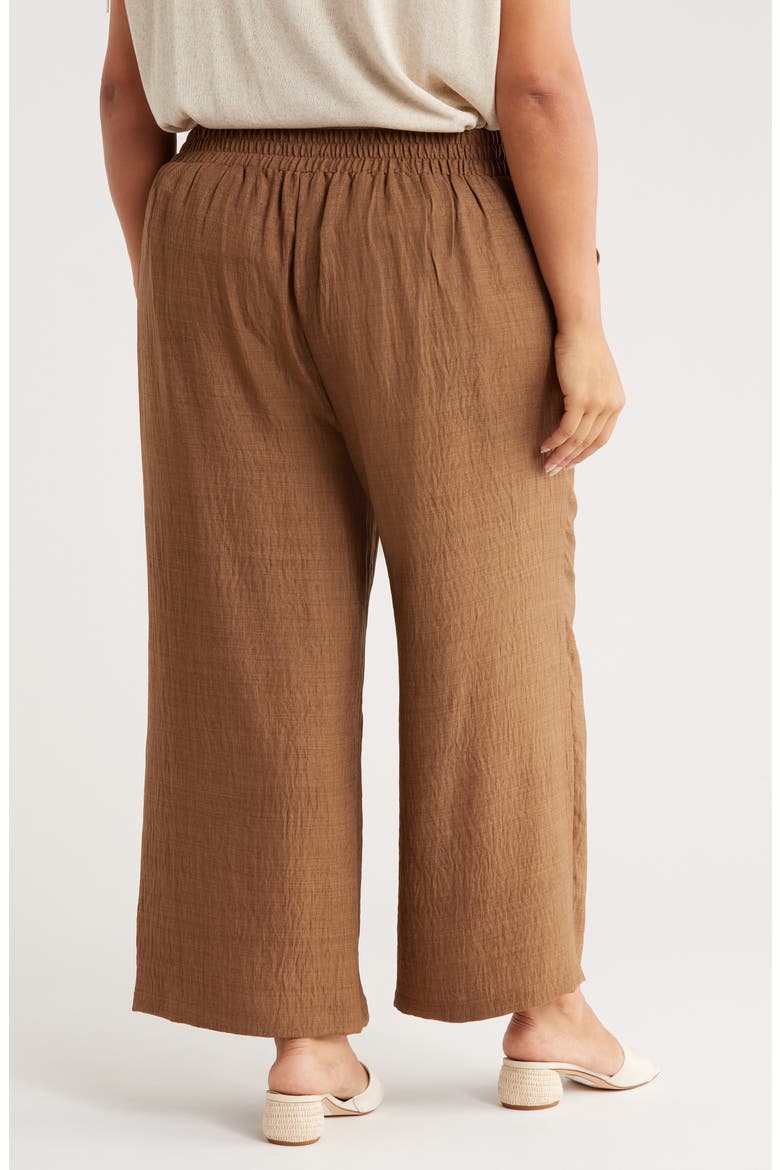 Textured Wide Leg Crop Pants, Alternate, color, HT UMBER