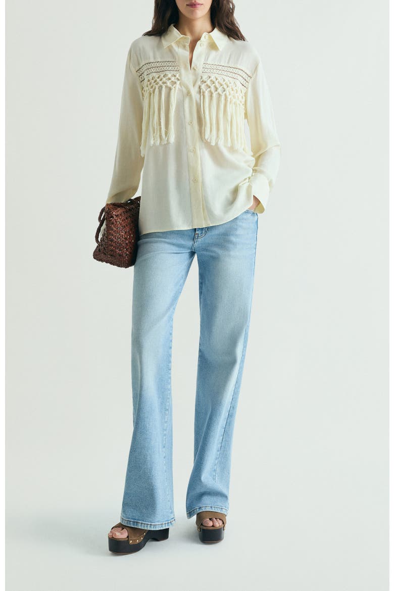 Fringe Detail Shirt, Alternate, color, Ecru