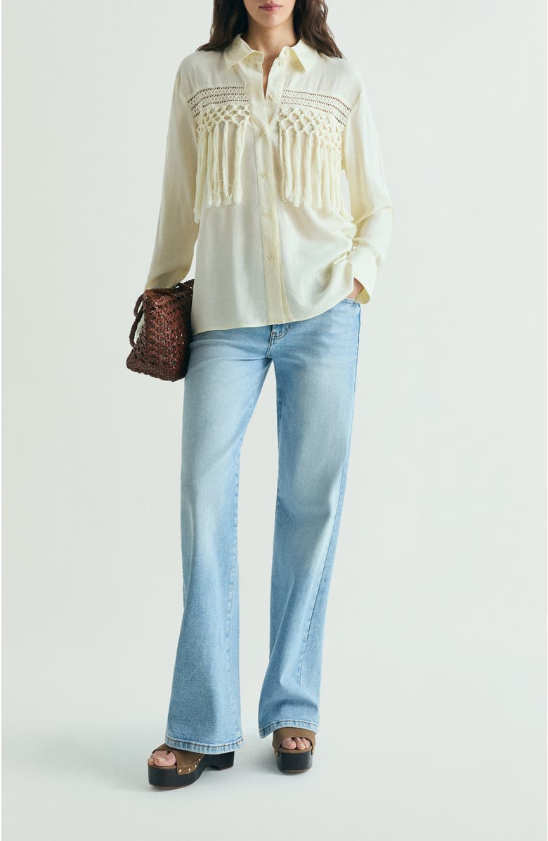 Scalpers Fringe Detail Shirt, Alternate, color, Ecru
