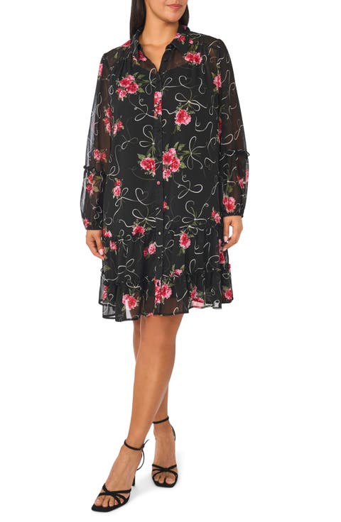 Ruffle Tiered Shirtdress