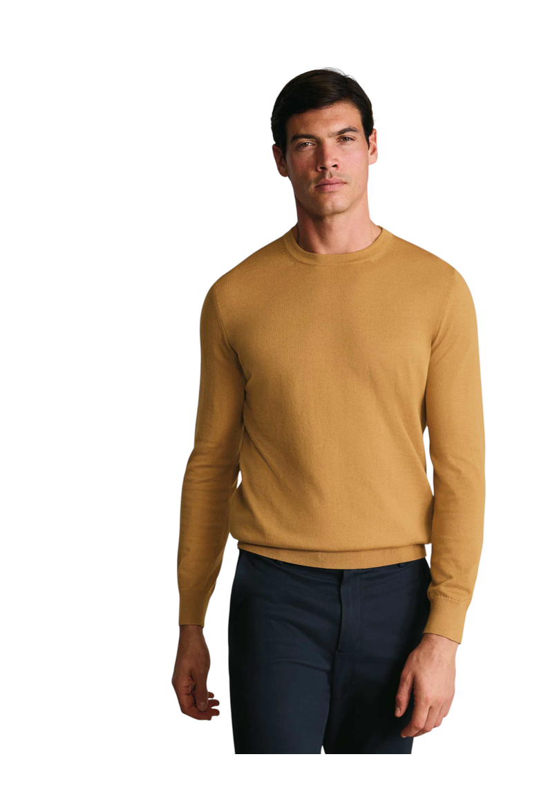 Merino Crew Neck Sweater, Main, color, Camel