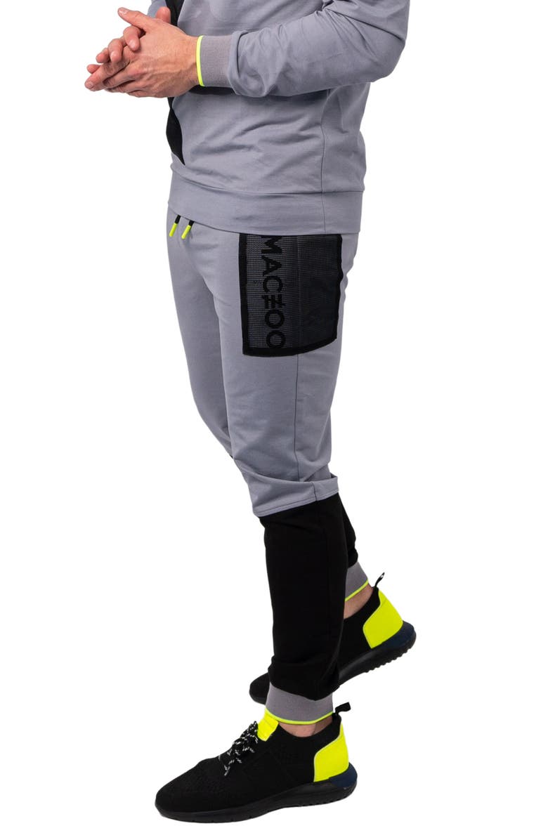 Maceoo Net Grey Colorblock Stretch Cotton Joggers, Alternate, color, Grey