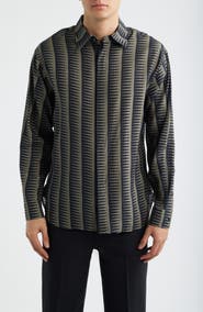 Emporio Armani Gro Print Long Sleeve Button-Up Shirt
