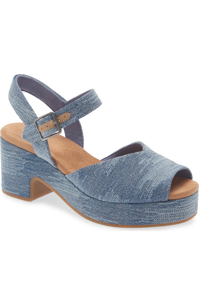 TOMS Denim Platform Sandal, Main, color, Blue