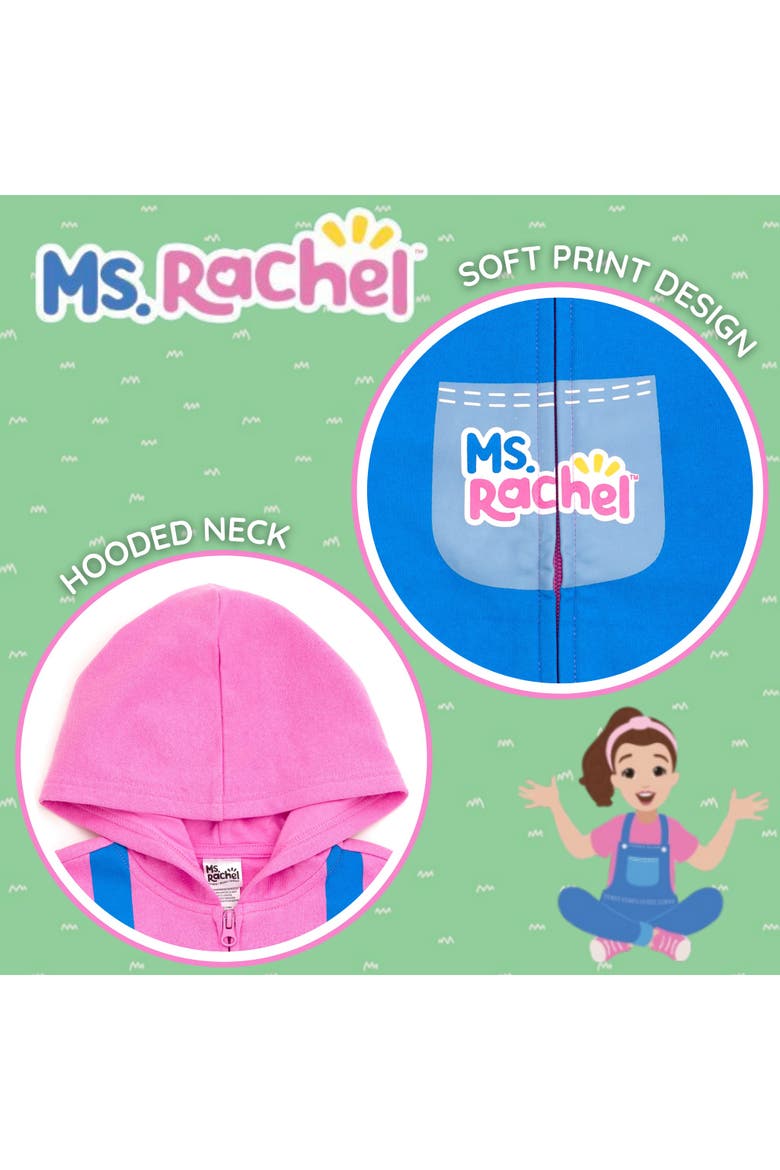 Fleece Zip-Up Hoodie, Alternate, color, Pink Overalls Rachel