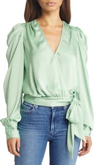 Ramy Brook Pauline Satin Wrap Front Blouse