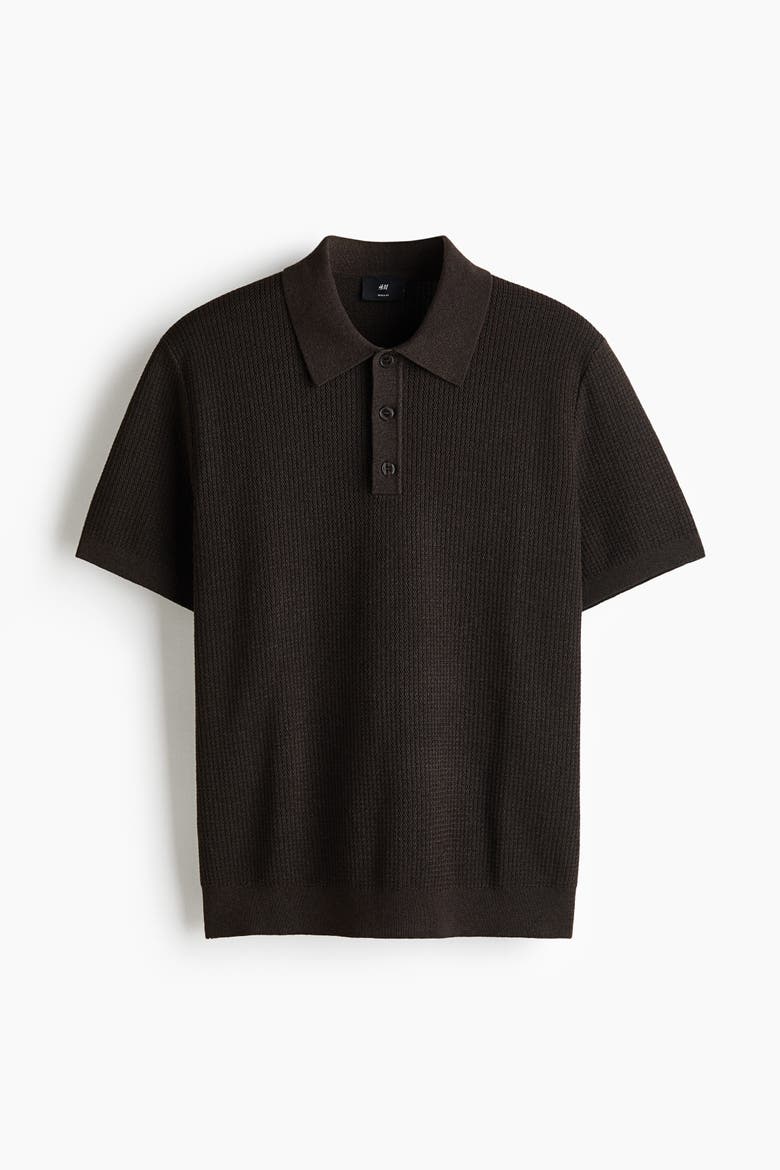 Regular-fit Knit Polo Shirt, Alternate, color, Dark brown