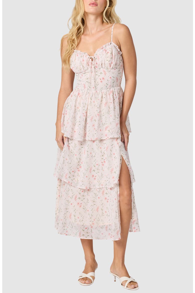 Bustier Ruffled Tiered Sundress, Main, color, LIGHT BLUSH