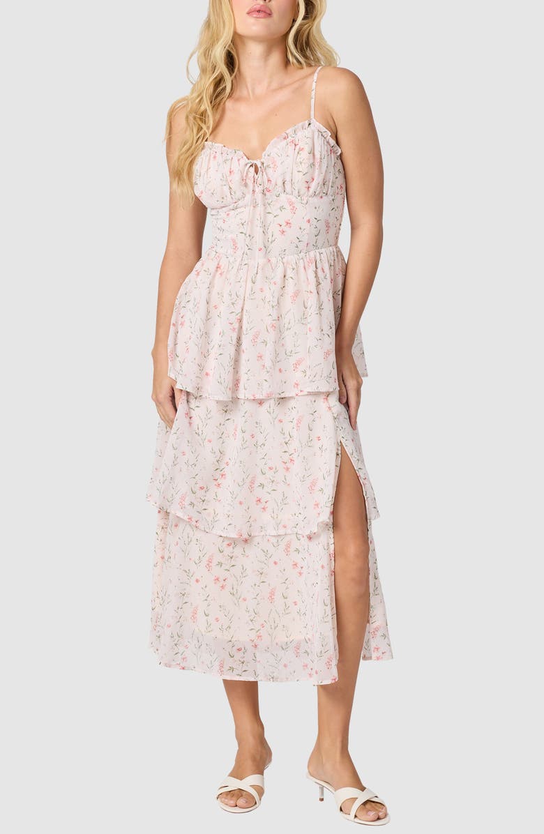 Lush Bustier Ruffled Tiered Sundress, Main, color, Light Blush