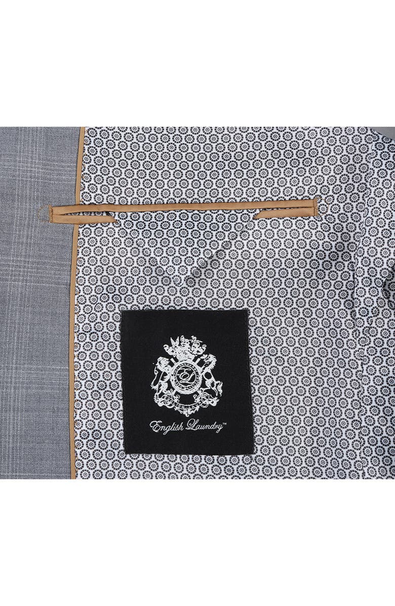 English Laundry Plaid Two Button Peak Lapel Trim Fit Wool Blend Suit, Alternate, color, Gray