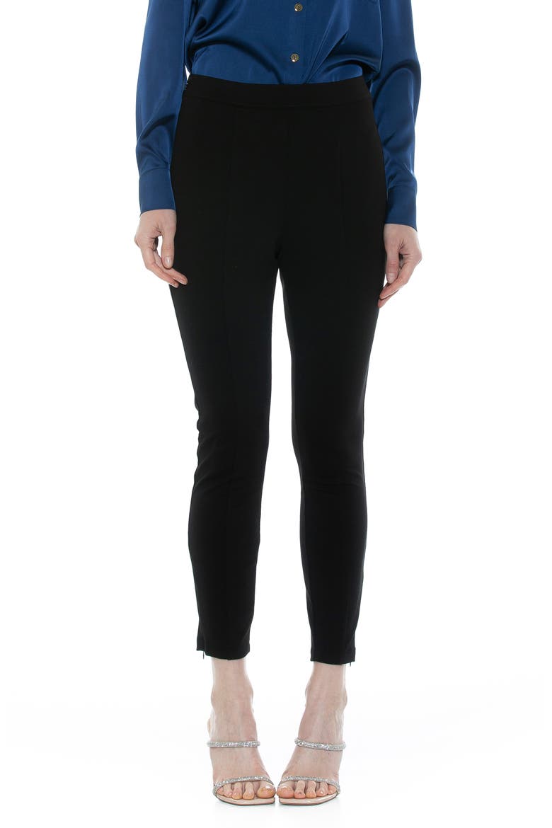 Fiona Fitted Ponté Skinny Pants, Alternate, color, BLACK