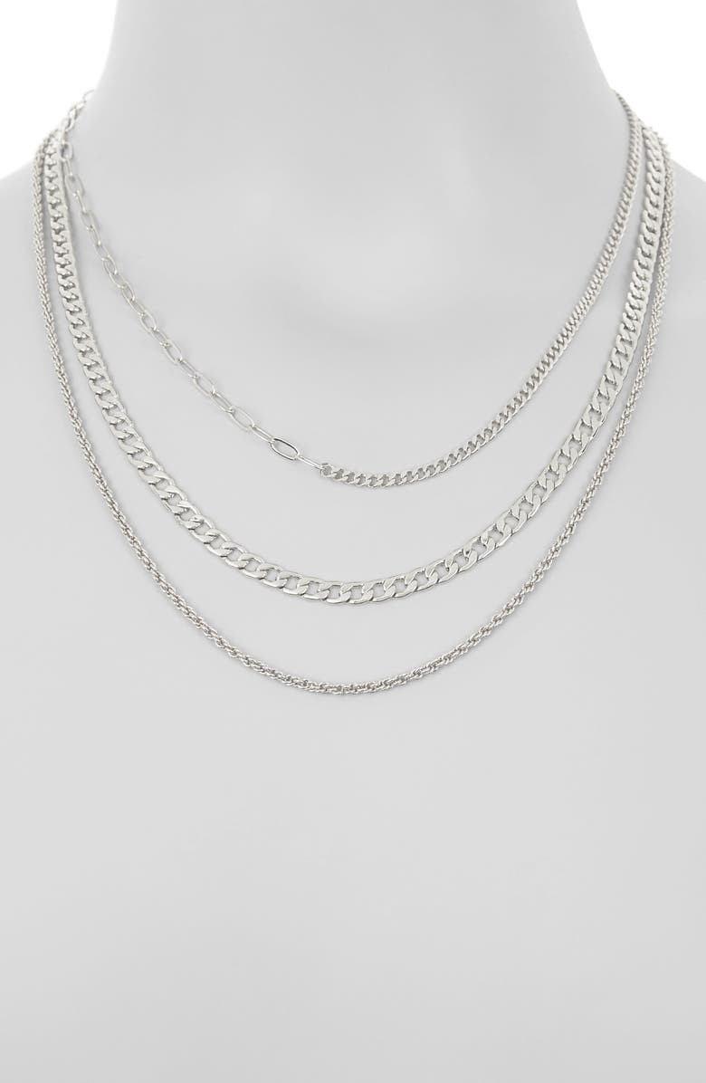 NORDSTROM RACK Layered Trio Necklace, Alternate, color, Silver