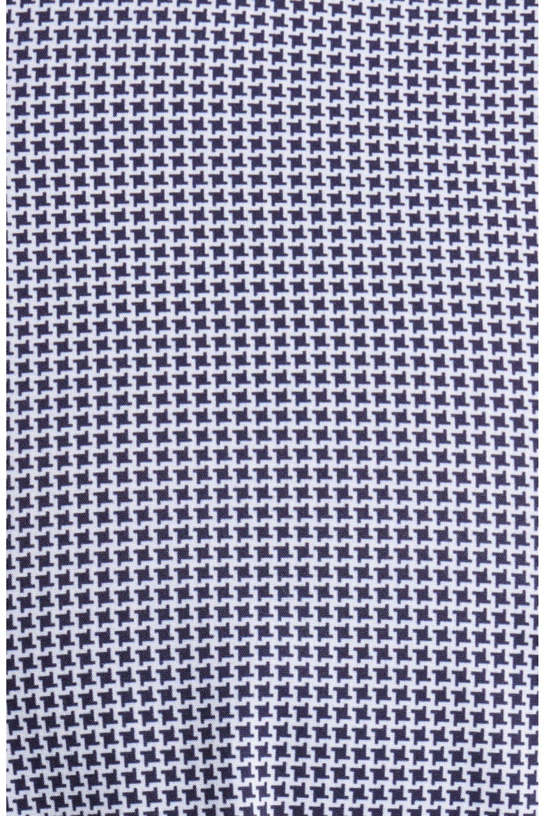 Trim Fit Houndstooth Short Sleeve Performance Button-Up Shirt, Alternate, color, WHITE/ NAVY