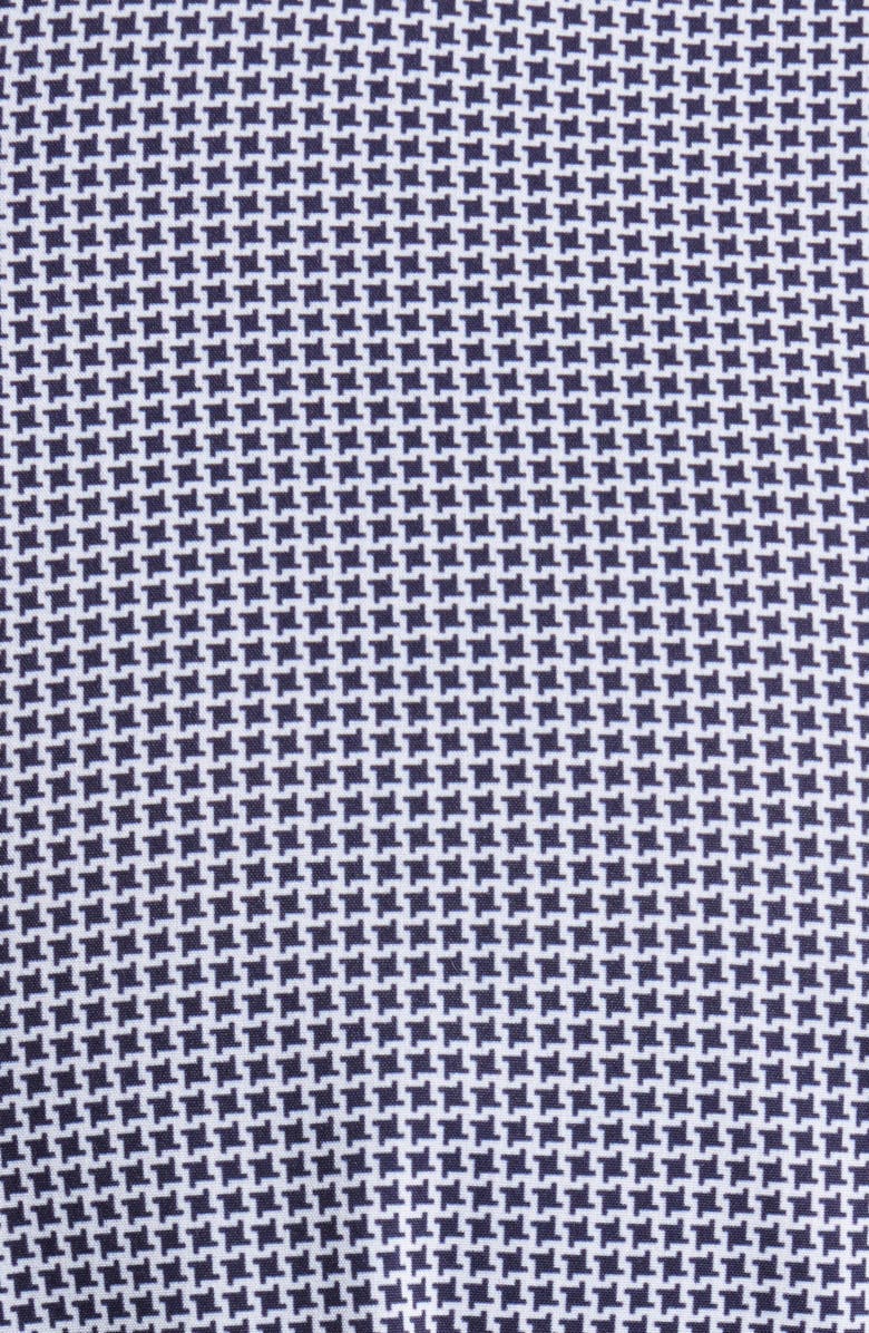 W.R.K Trim Fit Houndstooth Short Sleeve Performance Button-Up Shirt, Alternate, color, White/ Navy