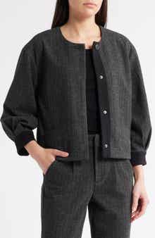 Wit & Wisdom Barrel Sleeve Herringbone Crop Jacket
