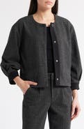 Wit & Wisdom Barrel Sleeve Herringbone Crop Jacket