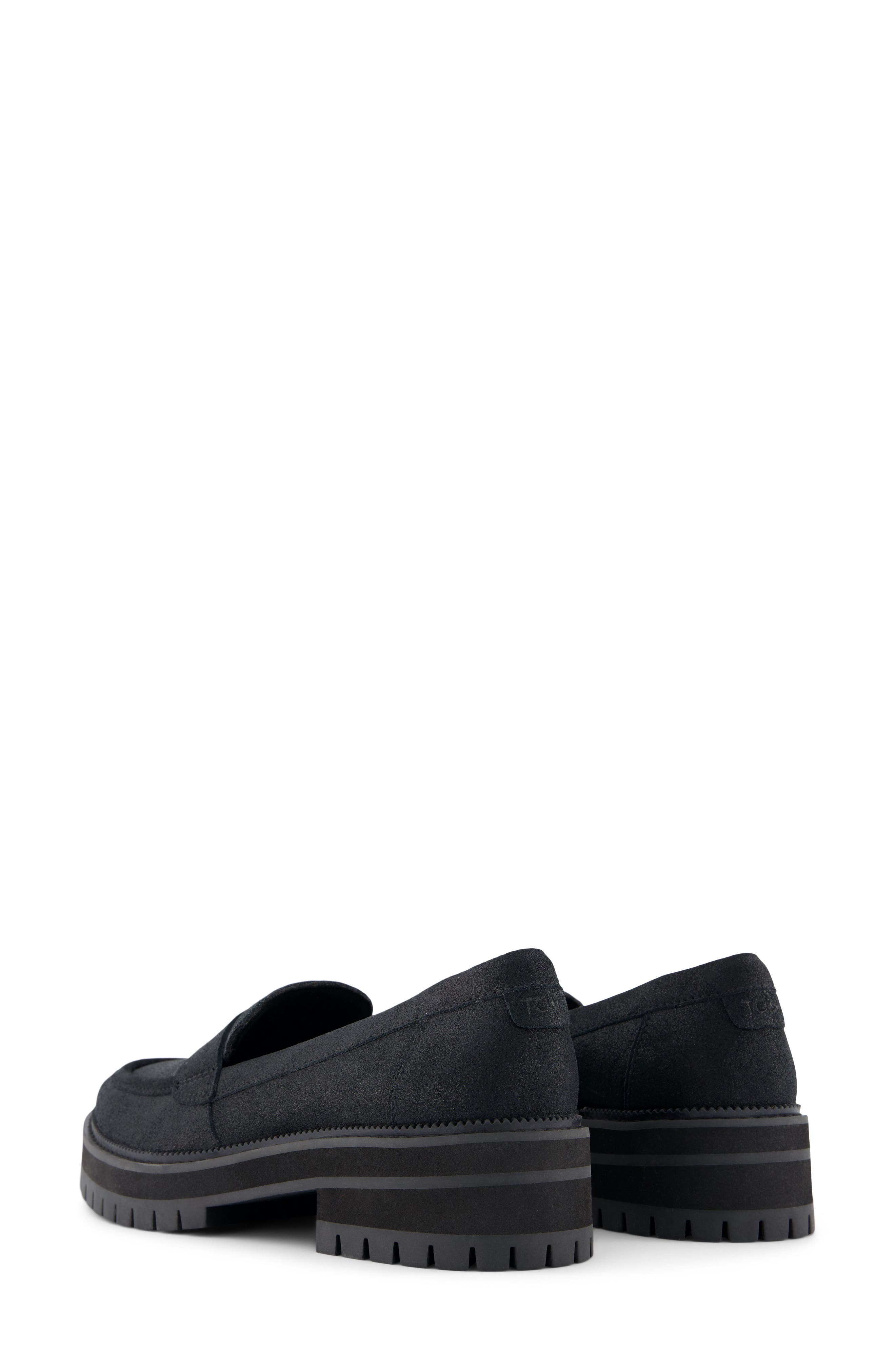 TOMS Cara Platform Penny Loafer, Alternate, color, Black Suede
