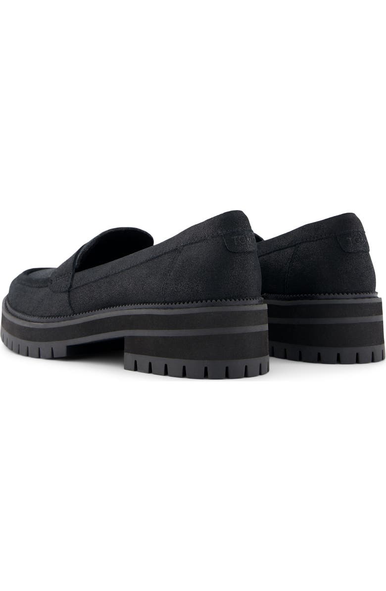 TOMS Cara Platform Penny Loafer, Alternate, color, Black Suede