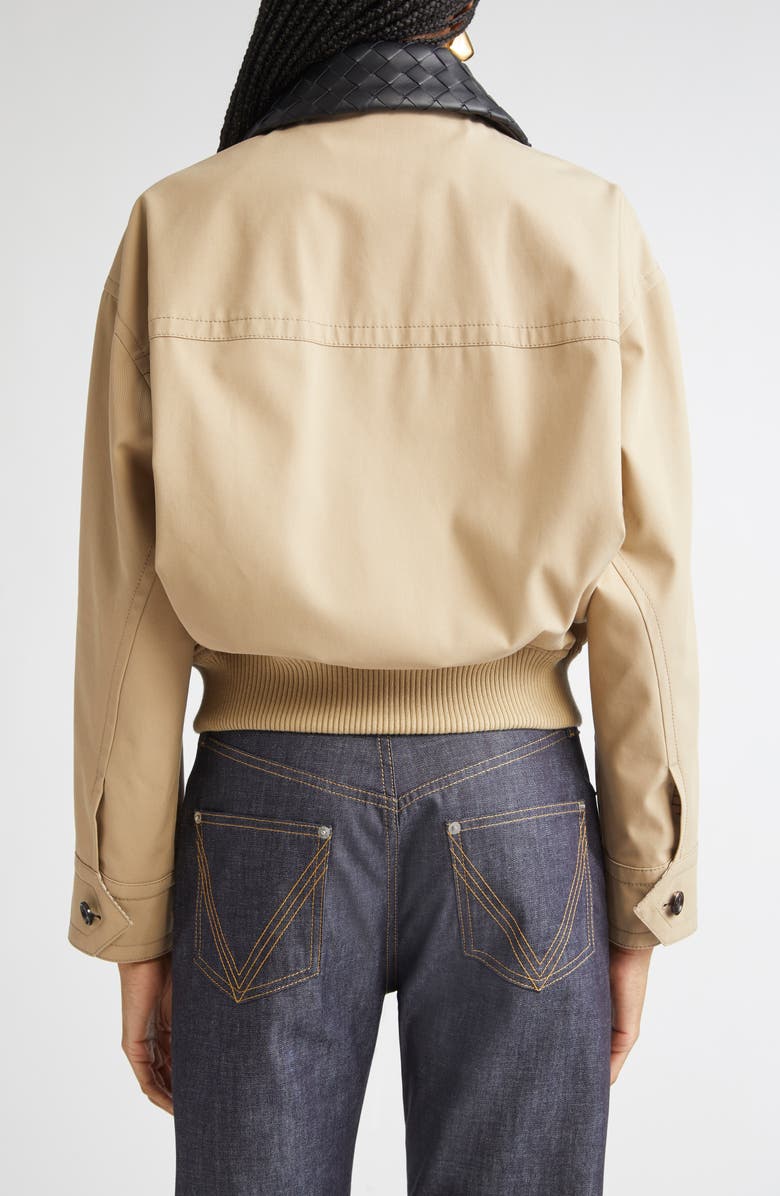 Bottega Veneta Intrecciato Leather Collar Twill Blouson Jacket, Alternate, color, 