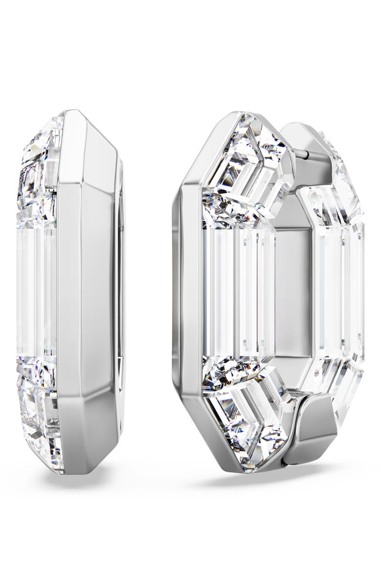 Swarovski Lucent Hoop Earrings, Alternate, color, White/ Silver