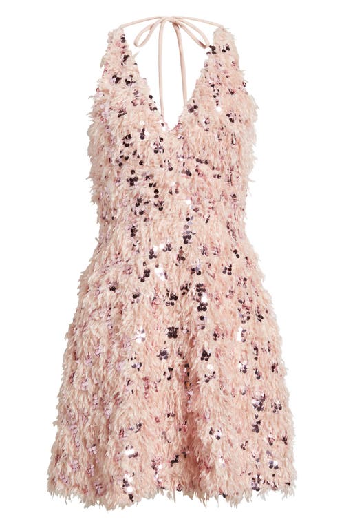 Layered With Love Sequin Feather Sleeveless Dress In Purple