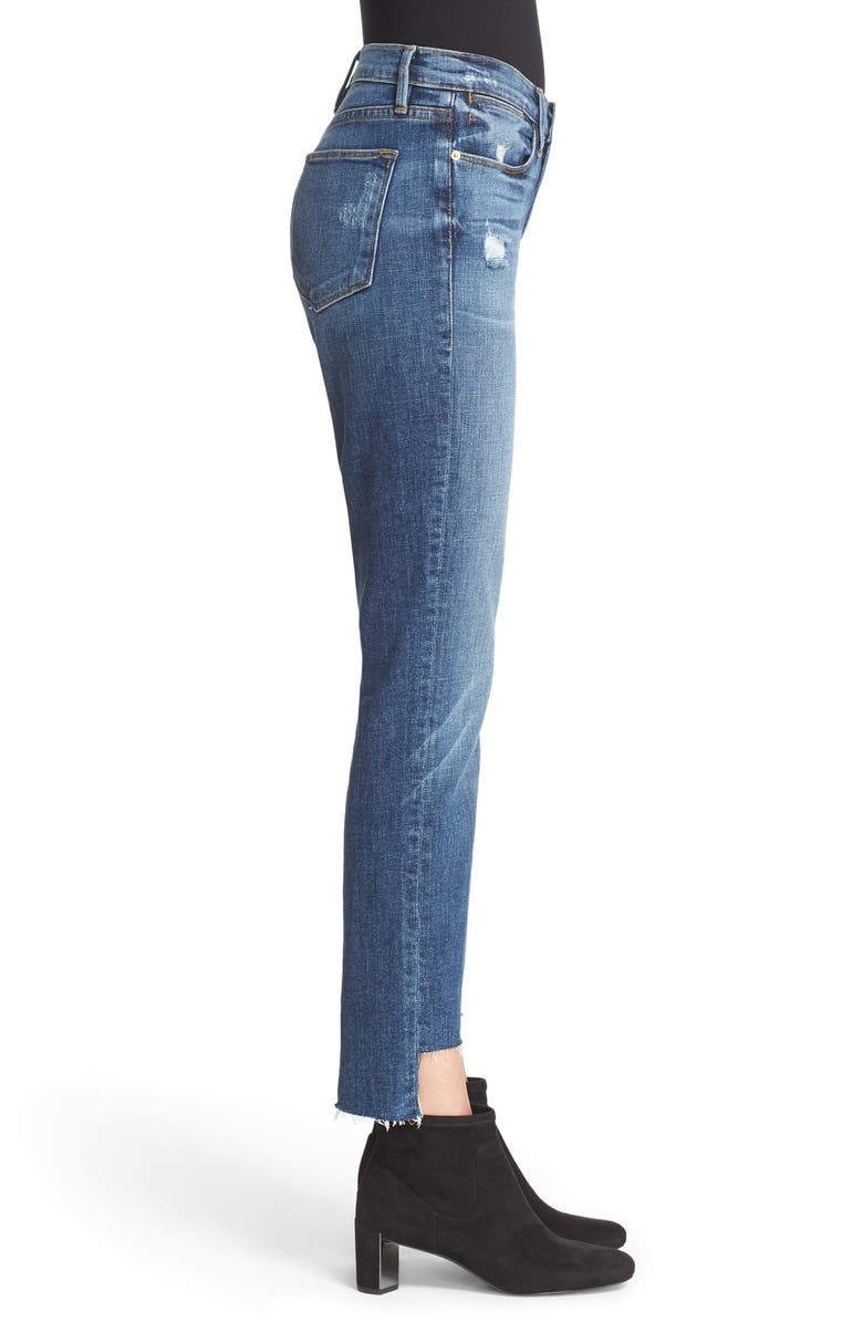 FRAME 'Le High Straight' High Rise Staggered Hem Jeans, Alternate, color,