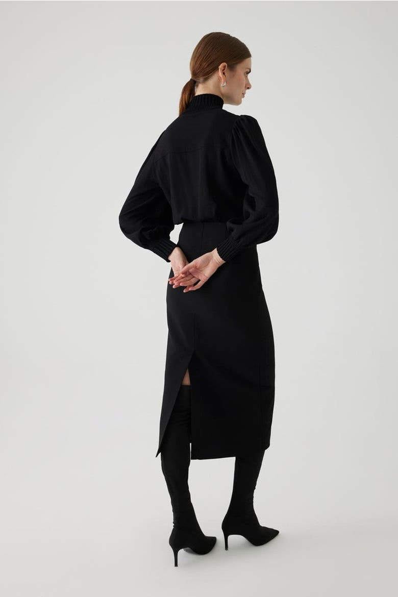 Amanna High Neck Knit Shirt, Alternate, color, BLACK
